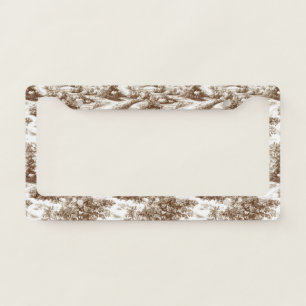 Farmhouse Pumpkin Harvest Countryside Toile (6) License Plate Frame
