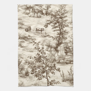 Farmhouse Pumpkin Harvest Countryside Toile Kitchen Towel
