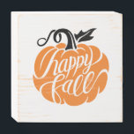 Farmhouse Pumpkin Patch  Throw Pillow Wooden Box Sign<br><div class="desc">This farmhouse style wood block features a pumpkin design with the words "Happy Fall." Colors include Orange and black</div>