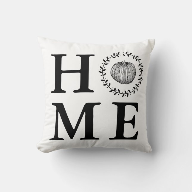 Farmhouse Pumpkin Wreath Home Throw Pillow (Front)