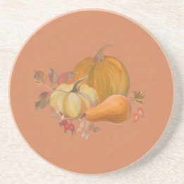 Farmhouse Pumpkins Stone Coaster (in burnt orange)
