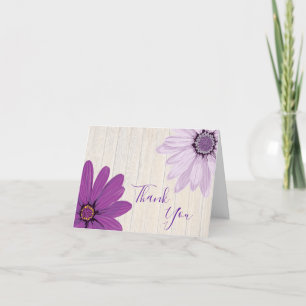 Farmhouse Purple Daisies Folded Thank You Card