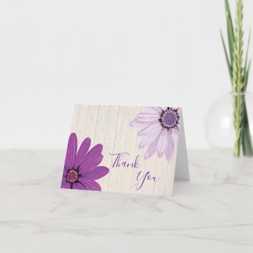 Farmhouse Purple Daisies  Folded Thank You Card