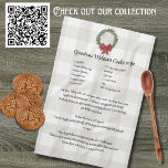 Farmhouse Recipe Keepsake Gray Plaid Wreath  Kitchen Towel<br><div class="desc">Look of hand written.Type in your own recipe or keep grandma's cookies recipe. Create your own Recipe keepsake Christmas cookies red green plaid. Taupe Tan Gray Buffalo plaid. Recipe Template kitchen towel. Type in your own recipe or keep my grandma's cookie recipe. Create your own Recipe kitchen keepsake. Our Personalized...</div>