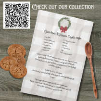 Farmhouse Recipe Keepsake Gray Plaid Wreath  Kitchen Towel