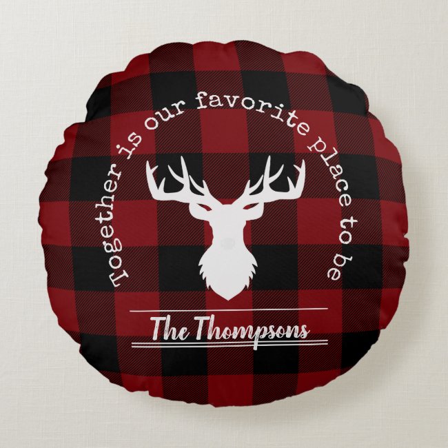 Farmhouse Red and Black Buffalo Plaid Family Name