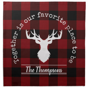 Farmhouse Red and Black Buffalo Plaid Family Party Cloth Napkin