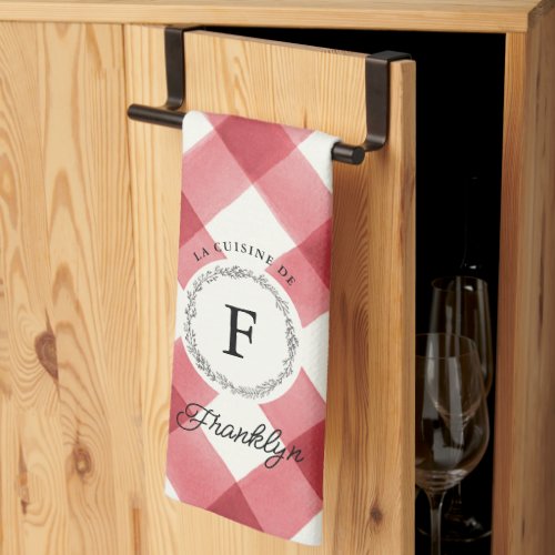 Farmhouse Red  Buffalo Check Personalized Family Kitchen Towel