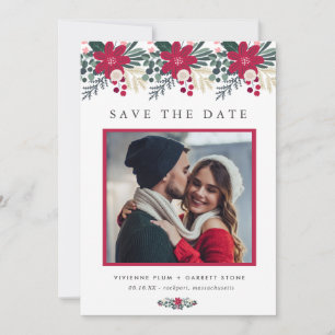 Farmhouse Red Floral Plaid Wedding Save the Date