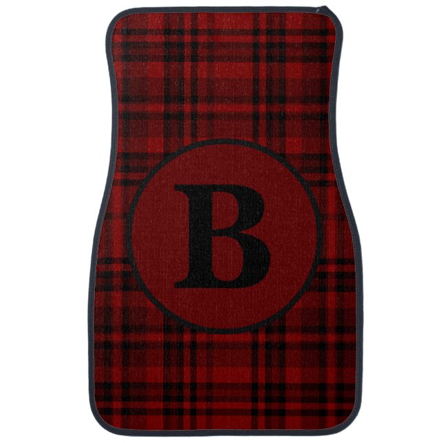 FARMHOUSE RED GINGHAM CHECKERED PLAID  CAR FLOOR MAT (Front)