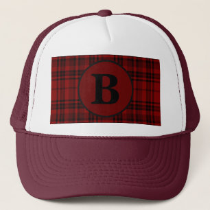 FARMHOUSE RED GINGHAM CHECKERED PLAID TRUCKER HAT