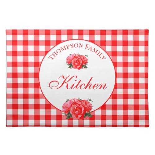 Farmhouse Red Gingham Personalized Cloth Placemat