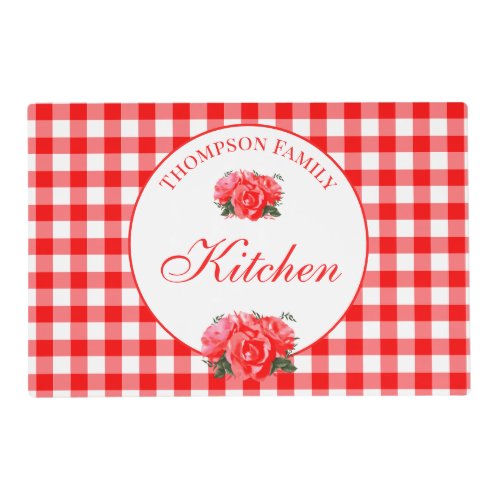 Farmhouse Red Gingham Personalized Placemat