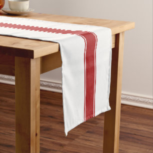 Farmhouse Red Grain Sack Striped Table Runner