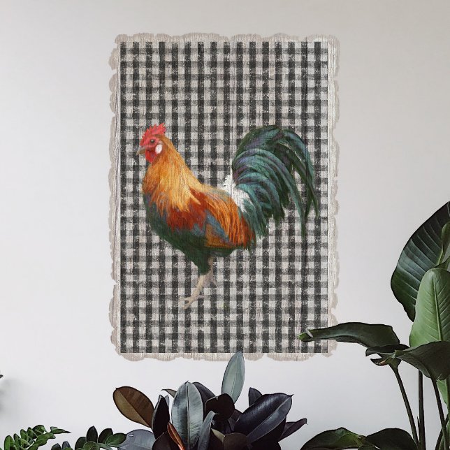 Farmhouse Rooster Black White Buffalo Check Plaid Tissue Paper (Creator Uploaded)