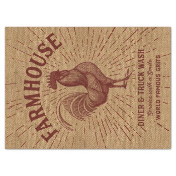 Farmhouse Rooster Burlap Look Tissue Paper by MarceeJean at Zazzle