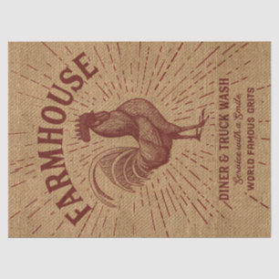 Farmhouse Rooster Burlap Look Tissue Paper