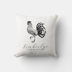 Farmhouse Rooster Custom Kitchen Throw Pillow