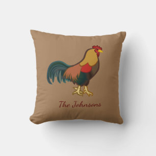 Farmhouse Rooster Personalized Throw Pillow