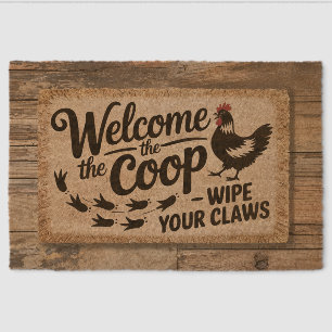 Farmhouse Rooster Welcome mat Wipe your claws