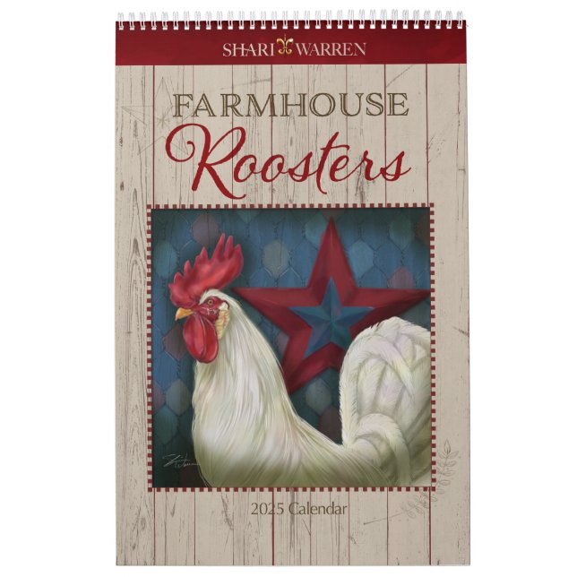 Farmhouse Roosters Calendar 2025 (Cover)
