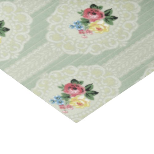 Farmhouse Rose Medallions on Mint Background Tissue Paper