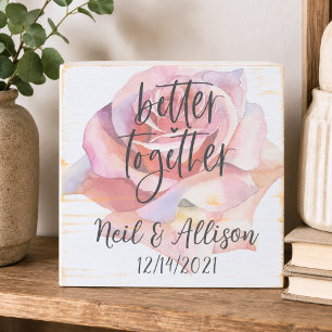 Farmhouse Rose Wedding Wooden Box Sign