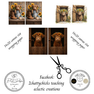 Farmhouse Rustic Barn Decoupage  Wrapping Paper Sheets