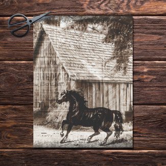 Farmhouse Rustic Barn Horse Decoupage