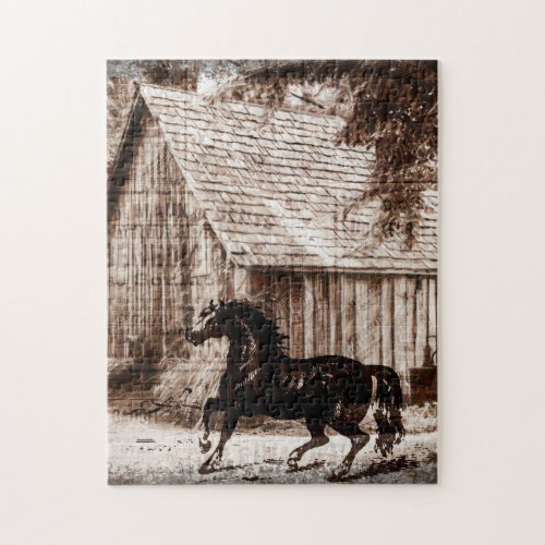 Farmhouse Rustic Barn Horse Jigsaw Puzzle