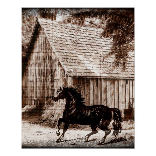 Farmhouse Rustic Barn Horse Poster