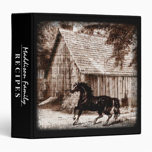 Farmhouse Rustic Barn Horse Recipe Book 3 Ring Binder