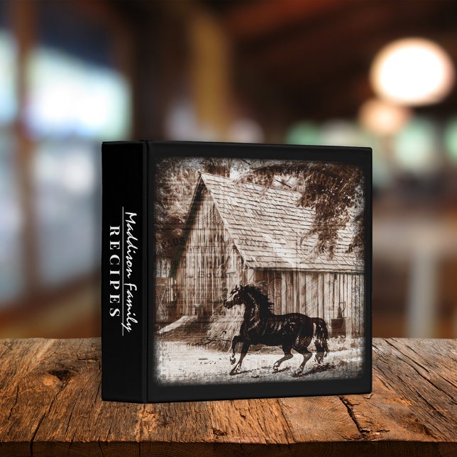 Farmhouse Rustic Barn Horse Recipe Book 3 Ring Binder (Creator Uploaded)