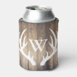 Farmhouse Rustic Barn Wood &amp; Deer Antlers Can Cooler at Zazzle