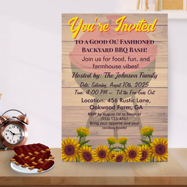 Farmhouse Rustic BBQ Invitation Pig-roast Wood  (Creator Uploaded)