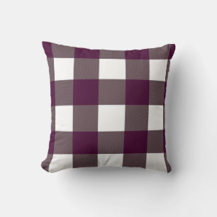 Farmhouse Rustic Blackberry Buffalo Plaid Square Throw Pillow