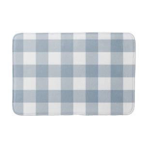 Farmhouse Rustic Blue Grey Buffalo Plaid Square Bath Mat