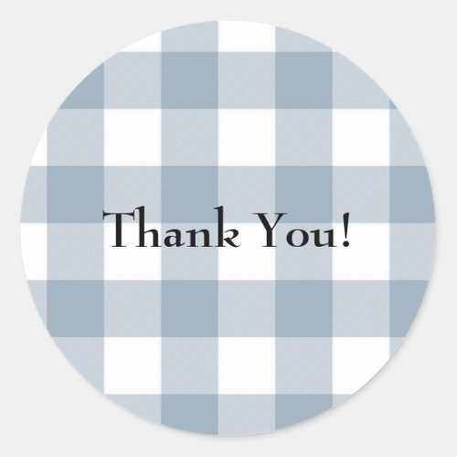 Farmhouse Rustic Blue Grey Buffalo Plaid Square Classic Round Sticker