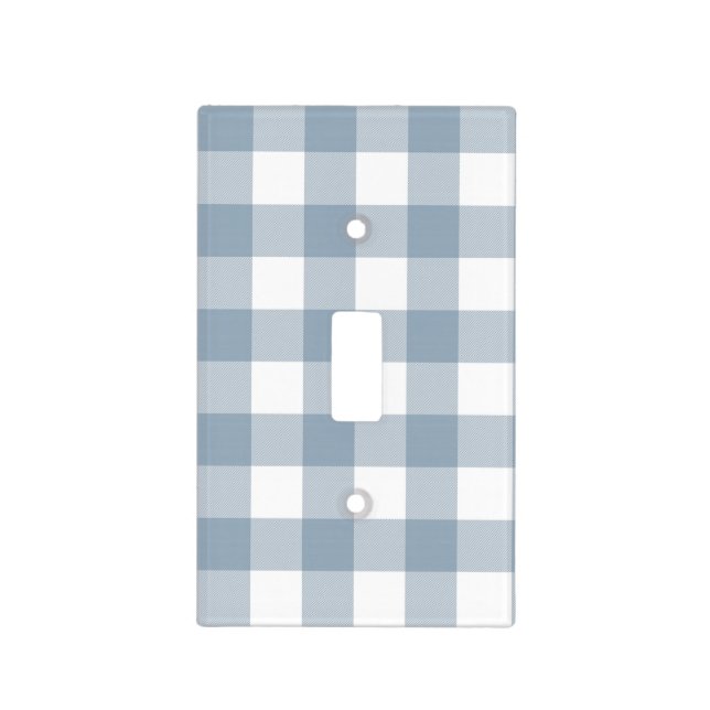 Farmhouse Rustic Blue Grey Buffalo Plaid Square Light Switch Cover (Front)