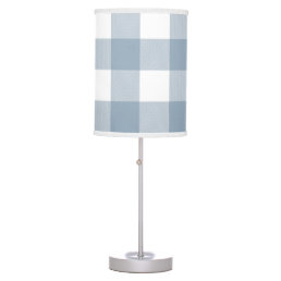 Farmhouse Rustic Blue Grey Buffalo Plaid Square Table Lamp