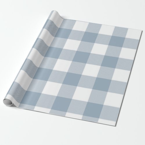 Farmhouse Rustic Blue Grey Buffalo Plaid Square Wrapping Paper