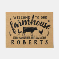 Farmhouse Rustic Burlap Country Cow Chicken Custom Doormat