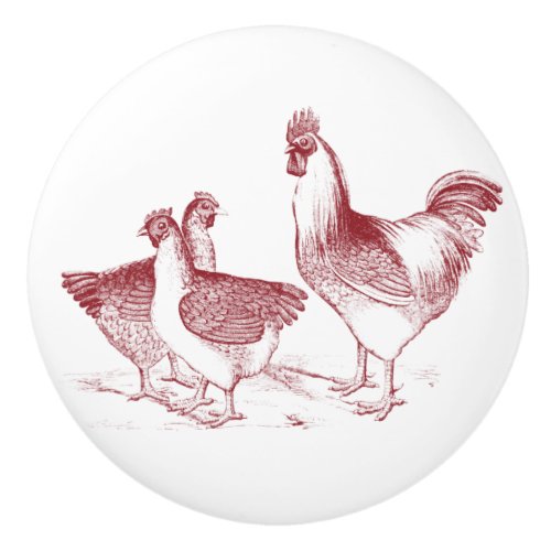 Farmhouse rustic chicken animals kitchen ceramic knob