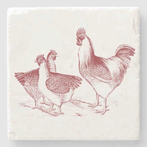Farmhouse rustic chicken animals kitchen stone coaster