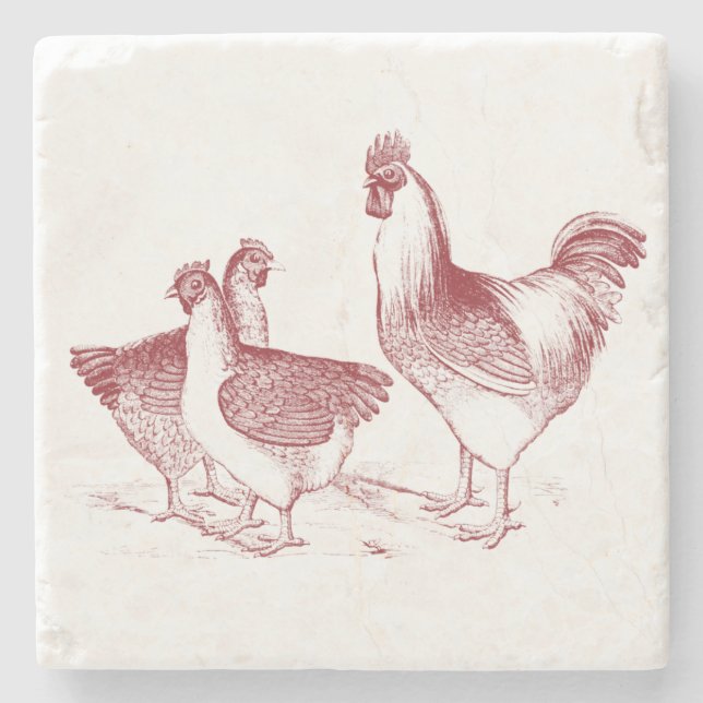 Farmhouse rustic chicken animals kitchen stone coaster (Front)
