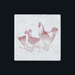 Farmhouse rustic chicken animals kitchen stone magnet<br><div class="desc">Rustic style with a vintage image of a rooster and his chickens,  great for a farmhouse kitchen.</div>