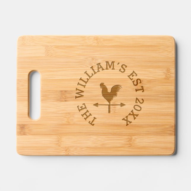 Farmhouse Rustic Country Custom Monogram Engraved Cutting Board (Front)