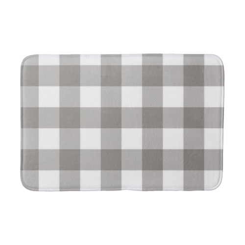 Farmhouse Rustic Grey  White Buffalo Plaid Square Bath Mat