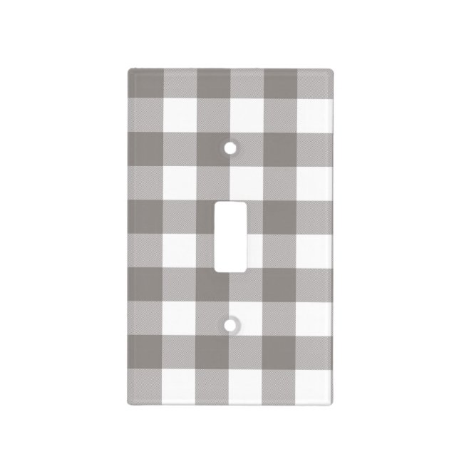 Farmhouse Rustic Grey & White Buffalo Plaid Square Light Switch Cover (Front)