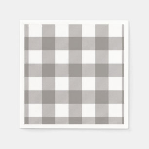 Farmhouse Rustic Grey & White Buffalo Plaid Square Napkins